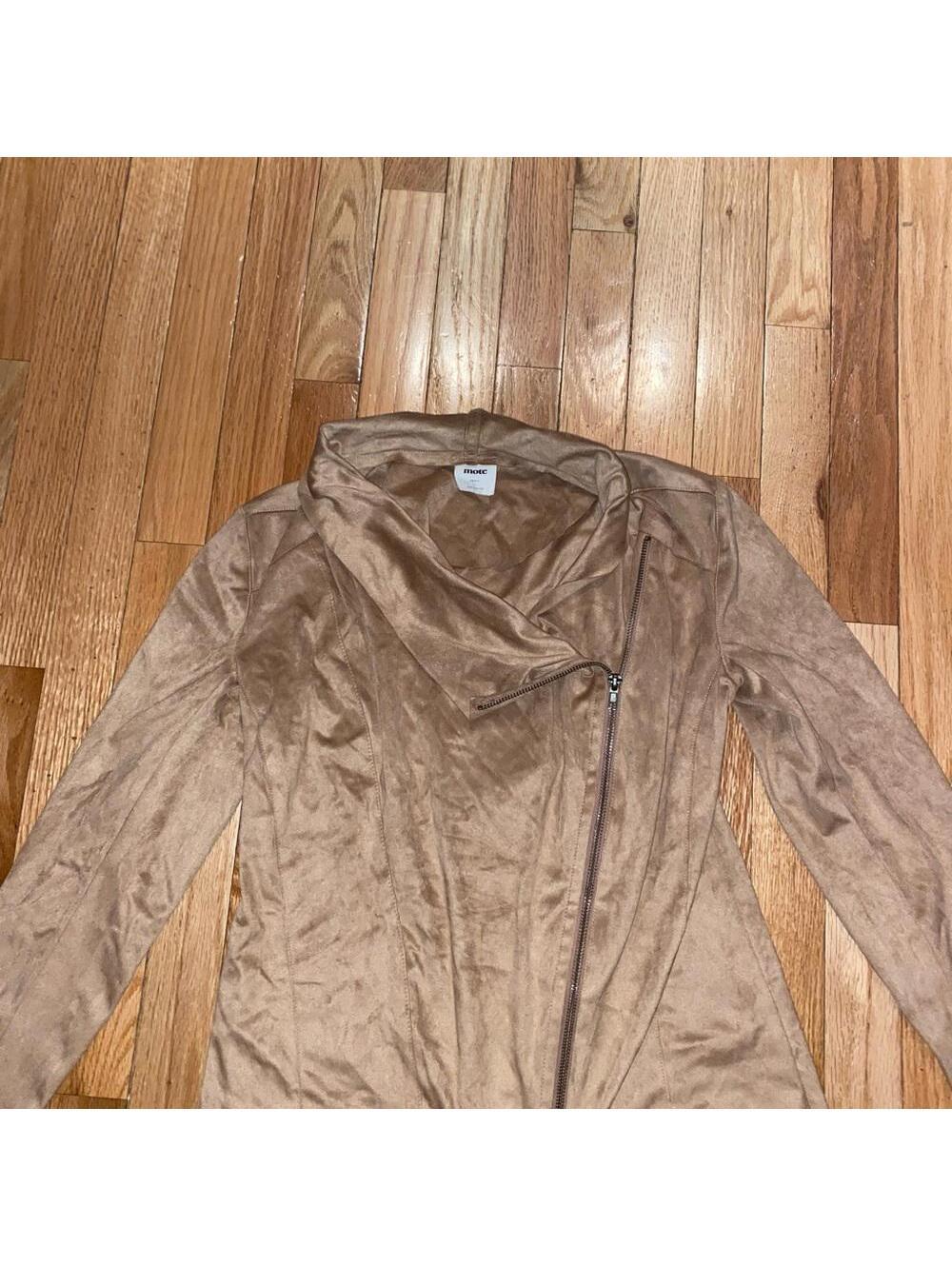 Mote Women's Faux Suede Moto Drape Jacket